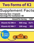 InnovixLabs Full Spectrum Vitamin K2 MK-7-90 Capsules - VIT K2 Vitamin Supplement with Trans Form MK7 & MK4-600 mcg - Supports General Health & Bones, K-2 Vitamins - Soy & Gluten Free