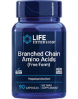 Life Extension Branched Chain Amino Acids - BCAA Supplement - Essential Nutrition L-Leucine, L-Isoleucine, L-Valine for Muscle Recovery Support after Workout - Gluten & GMO Free - 90 Capsules