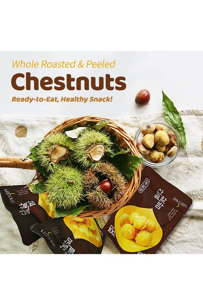 Ecomommeal Whole Roasted  Peeled Chestnuts A Bundle of 5 Packs 50g Each ReadytoEat Korean Snacks Sweet Baked Chestnuts No Additives No Preservative No Sugar Added Vegan LowCalorie