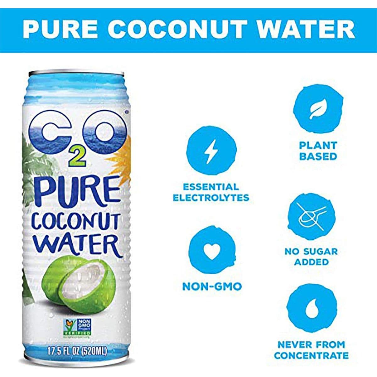 C2O The Original Coconut Water wNutrients  Electrolytes Rejuvenating PlantBased Hydration the Original 175oz cans 12Pack