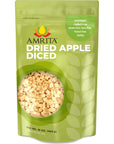 Amrita Dried Apples Diced 16 oz  No Sugar Added Vegan nonGMO Gluten Free Peanut Free Soy Free Dairy Free  Packed Fresh in Resealable Bags  Dehydrated Apples for Baking or Snacking