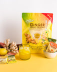 Prince of Peace Instant Ginger Honey Crystals Assorted Lemon Turmeric Matcha 30 Sachets  pack of 2  Instant Hot or Cold Beverage that Soothes Throat  Easy to Brew  Drink Like a Tea  Gluten Free  Real Ginger