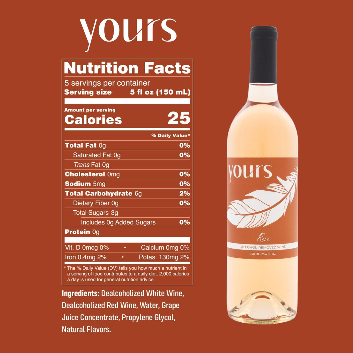 YOURS NonAlcoholic Wine Rose  AlcoholRemoved Rose with Only 25 Calories and No Added Sugar