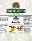 Nature's Answer Vitamin D3 and K2 Liquid Extract Oral Drops Two in one Support Supports Immune, Bone and Heart Health 0.5 fl oz - 15 ml