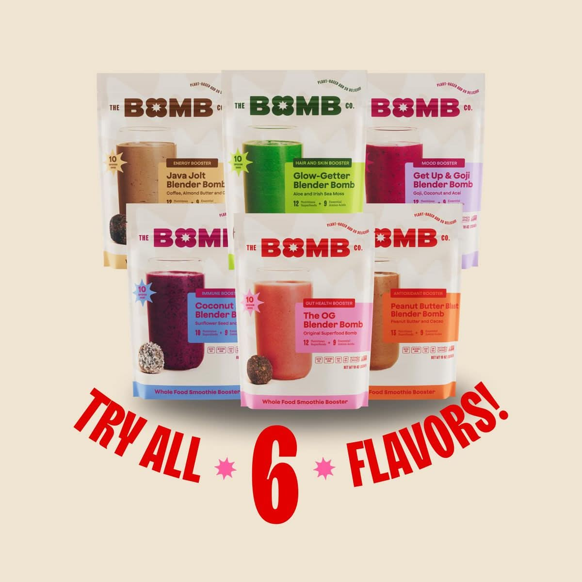 The Bomb Co Blender Bomb The OG Superfood Smoothie Mix with Chia Seeds Hemp Seeds Flax Seeds Sea Salt  Amino Acids for Gut Health Gluten Free High Fiber 10 Servings