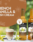 Syruvia Coffee Syrup Variety Pack  French Vanilla  Irish Cream GlutenFree Kosher 254 fl oz Bottles  Enhance Your Coffee Experience with Premium Flavoring Syrups