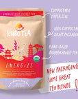 Kubo Tea Energize Yerba Mate Green Tea Organic High Caffeine Blend 20 Servings 150mg Caffeine each Pyramid Tea Bags Compostable  Biodegradable Packaging Healthy Coffee Substitute