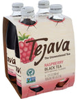 Tejava Raspberry Black Iced Tea 4 Pack 12oz Glass Bottles Unsweetened NonGMO Kosher No Sugar or Sweeteners No calories No Preservatives Brewed in Small Batches