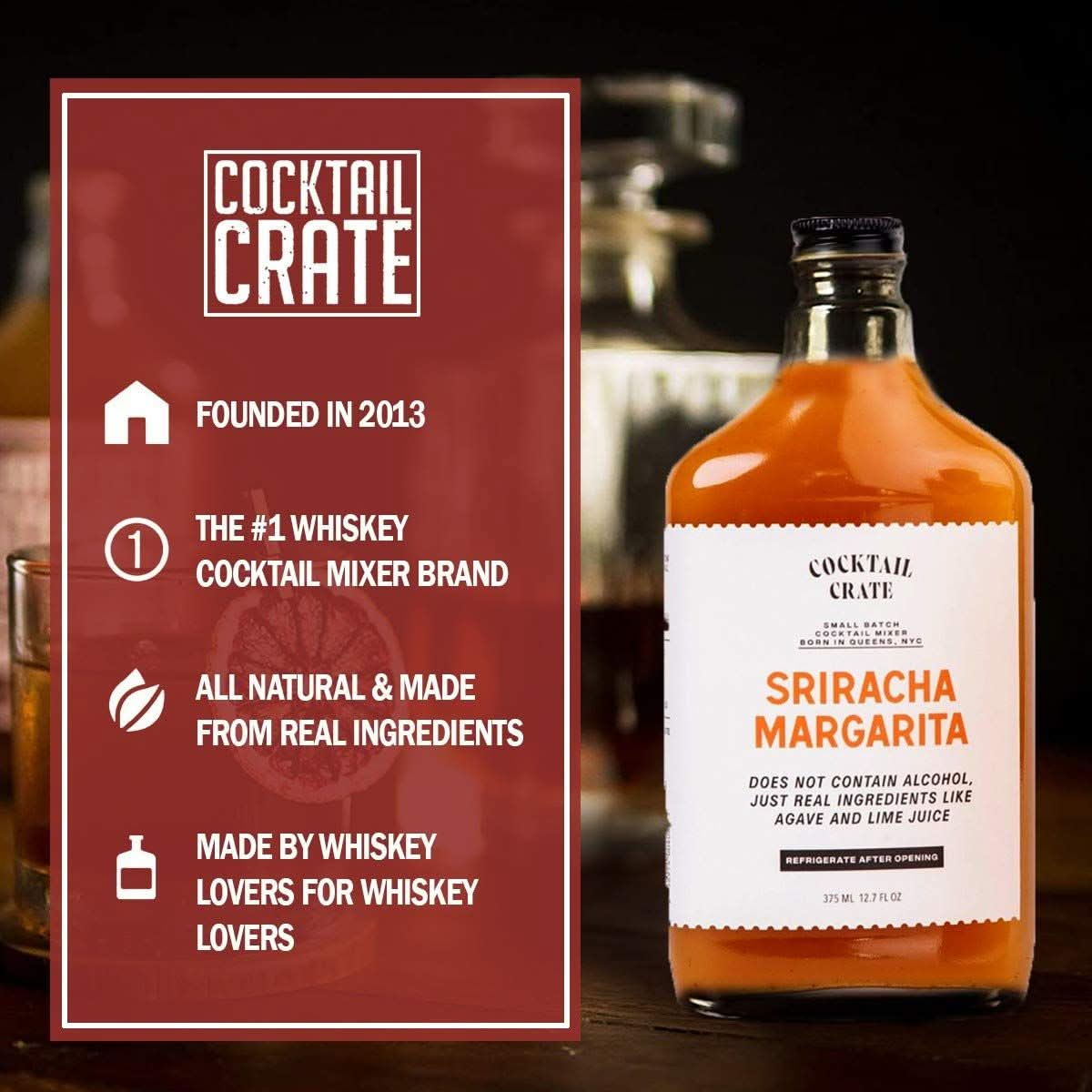 Cocktail Crate Premium Drink Mixer Sriracha Margarita  Award Winning Craft Cocktail Mixers for True Connoisseurs  Premium Cocktail Syrup Creations  12oz  3 pack