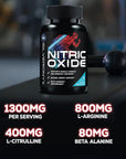 Extra Strength Nitric Oxide Supplement L Arginine 3X Strength - Citrulline Malate, AAKG, Beta Alanine - Premium Muscle Supporting Nitric Booster for Strength & Energy to Train Harder - 60 Capsules