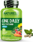 NATURELO One Daily Multivitamin for Men - with Vitamins & Minerals + Organic Whole Foods - Supplement to Boost Energy, General Health - Non-GMO - 120 Capsules - 4 Month Supply