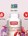 Jarrow Formulas L-Carnosine 1000 mg - 90 Veggie Caps - Supports Mitochondrial Health in Brain & Muscle - Cellular Rejuvenation - 45 Servings