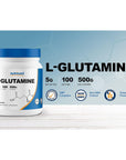 Nutricost L-Glutamine Powder (500 Grams) Unflavored - Gluten Free & Non-GMO, 100 Servings