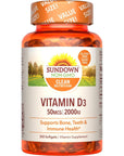 Sundown Vitamin D3 2000 IU Softgels, Supports Bone, Teeth, and Immune Health, 350 Count