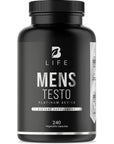 Testosterone Booster for Men - Mens Testo B Life 240 Capsules - Ultimate Male Performance Enhancement Supplement - Boost Drive, Endurance, Strength, Stamina & Achieve Lean Muscle Growth