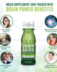 BrainJuice Brain Support Shot Gluten Free Supplement Shots for Energy  Focus Healthy Drinks with Alpha GPC Vitamin B  Organic Green Tea Extract Caffeine Peach Mango 25 fl oz 12 Pack