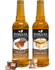 Syruvia Coffee Syrup Variety Pack  Peanut Butter Cup  Smores GlutenFree Kosher 254 fl oz Bottles  Enhance Your Coffee Experience with Premium Flavoring Syrups