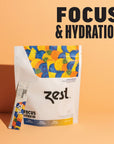 Zest Caffeine, L-Theanine, & Alpha GPC - Focus & Electrolyte Hydration Powder - Pineapple Blueberry - Mix w/Water - 14 Packets - Nootropic Brain Booster Supplement Drink - Low Sugar Liquid Enhancer