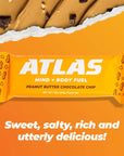 Atlas Protein Bar 20g Protein 1g Sugar Clean Ingredients Gluten Free Peanut Butter Chocolate Chip 12 Count Pack of 1