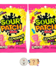 Sour Patch Kids 8 oz Peg Bags Pack of 2 Soft and Chewy Candy with Bonus Nostalgic Mystery Gift Lemonade Fest