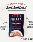 Wella Cereal Oatmeal Alternative GlutenFree Breakfast Hot Cereal GrainFree Paleo Organic Vegan High Protein Superfood PlantBased NonGMO Low in Net Carbs SingleServe Packets Cranberry Pecan Flavor 10 Count 16 oz Packets