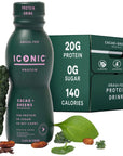 Iconic Protein Drinks Cacao  Greens 12 Pack  Sugarfree Protein Shakes with Organic Veggies  Unroasted Cacao  Low Carb Lactose Free Gluten Free Soy Free  Keto Friendly