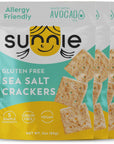 Sunnie Gluten Free Crackers  Healthy Grain Free Sea Salt Crackers  Snacks for Kids  Adults  Made with Avocado Oil Only 5 Ingredients  Vegan Snack Low Calorie  Individually Wrapped Snacks 9 oz  Pack of 3