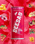 BEEBAD Natural Hibiscus Sparkling Energy Drink -12 Count