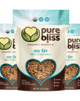 Pure Bliss Organic Granola (French Vanilla Almond) Gluten Free, Non-GMO, Best Tasting Natural Healthy Snack, Hand Made Delicious Granola Cereal, Simple Superfood Ingredients (Value Pack 3 x 11oz Bags)