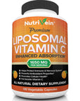 Nutrivein Liposomal Vitamin C 1650mg - 180 Capsules - High Absorption Ascorbic Acid - Supports Immune System & Collagen Booster - Powerful Antioxidant