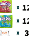 FUN DIP 24 Pack RazzApple Magic  Cherry Yum Diddly Dip Flavors WBundle Bonanza Candy