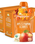 Happy Baby Organics Clearly Crafted Stage 2 Baby Food Apples, Pumpkin & Carrots, 4 Ounce Pouch (Pack of 16)