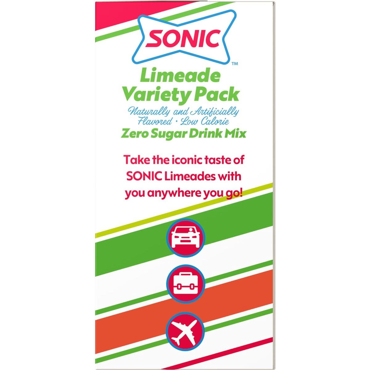 Sonic Singles To Go Limeade Variety Pack 40ct Box  Pack of 2  Powdered Drink Mix  3 Delicious Flavors Cherry Limeade Limeade and Strawberry Limeade