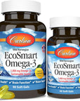 Carlson - EcoSmart Omega-3, 1000 mg Omega-3s Sustainable Source, Heart Health, Brain Function & Vision Support, Lemon, 90+30 soft gels