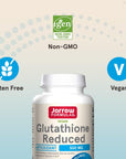 Jarrow Formulas Glutathione Reduced 500 mg - 120 Veggie Capsules - Intracellular Antioxidant - Quality Glutathione Supplements - Supports Recycling of Vitamins C & E - Non-GMO - Gluten Free - Vegan