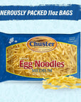 ChusterNoodle Fettucine Short Egg Noodles | 3 Pack of Wide Enriched Medium Size Noodle Pasta for Soup, Ramen, Stroganoff, Stir Fry Lo Mein & Other Asian Fare | Low Sodium, Kosher Pareve Pappardelle