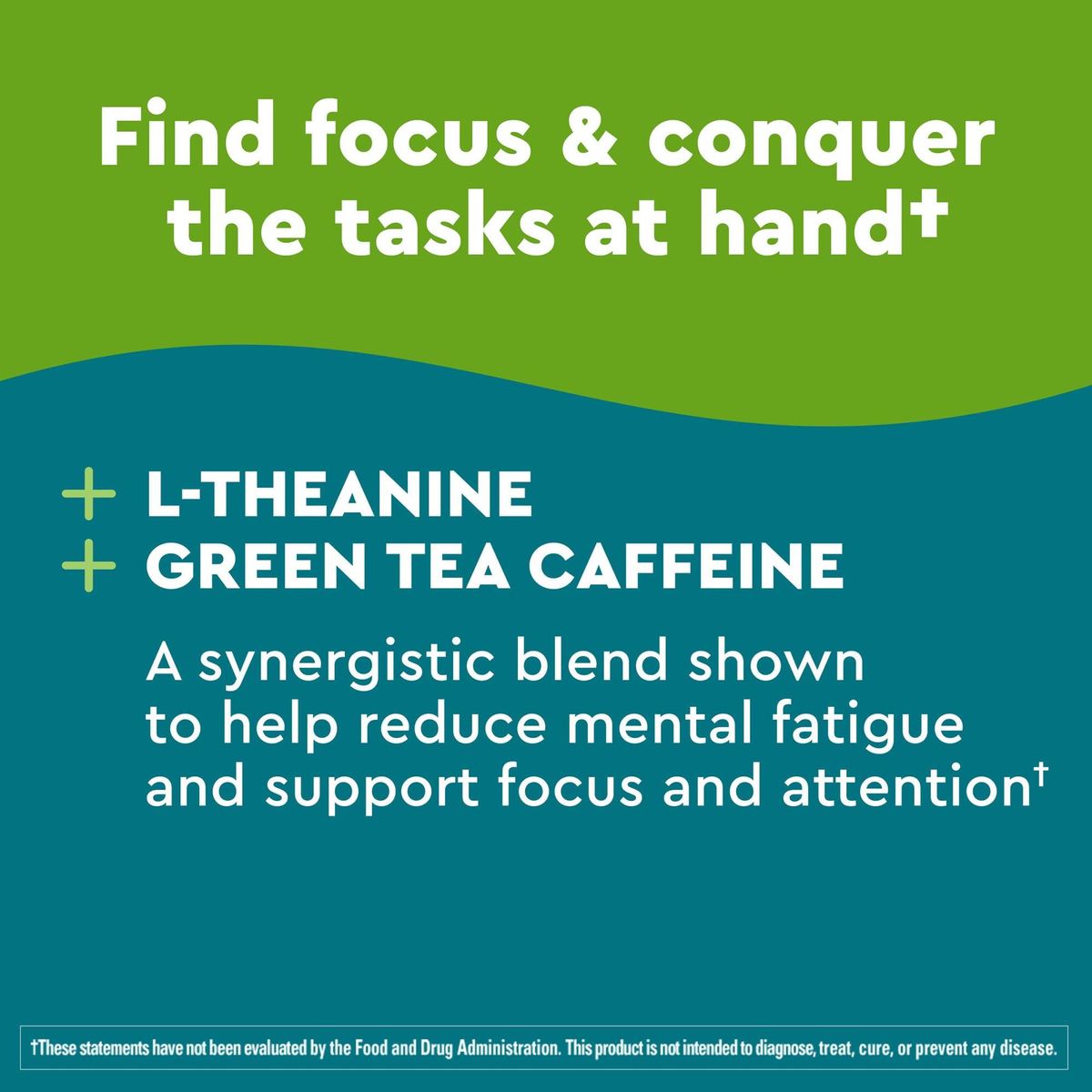 Nature Made Wellblends Clear &amp; Focus, L-theanine, Green Tea Caffeine, 5 B vitamins, Fast-Acting Formula, 30 Chewable Tablets, Peppermint flavor