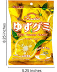 Kasugai Japanese Gummy Candy with Real Fruit Juice 4 Pack Yuzu Kiwifruit Lychee Peach with 2 Gosutoys Stickers