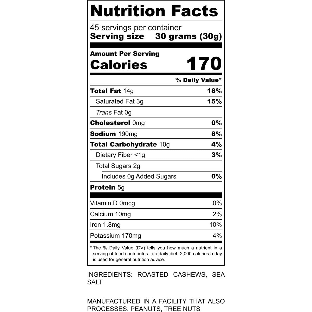 Oven Dry Roasted Fancy Cashews with Sea Salt48 oz 3 lb  Whole Cashews  No Oil  No PPO  Vegan and Keto Friendly  Made from Natural Cashews