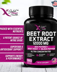 Beet Root Extract Capsules - 12000mg 20x Concentrated Beet Root Capsules Supplement w/Black Pepper - High Nitrates - Natural Nitric Oxide Booster - Highly Concentrated & Bioavailable -180 Veggie Caps