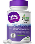 The Veggie Doctor Immune Support Supplement - All Natural & Vegan - Immunity Supplement - Includes Zinc, Vitamins C and D3, Elderberry Extract, and Magnesium - 60 Tablets