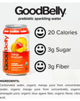 GoodBelly Organic Prebiotic Sparkling Water  Mango Pineapple  Zero Added Sugar  Low Calorie  Supports Gut Health  12 pack