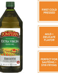 Pompeian Smooth Extra Virgin Olive Oil, First Cold Pressed, Mild and Delicate Flavor, Perfect for Sauteing and Stir-Frying, Naturally Gluten Free, Non-Allergenic, Non-GMO, 48 FL. OZ., Single Bottle