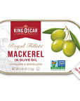 King Oscar Skinless  Boneless Mackerel in Olive Oil 405Ounce Cans Pack of 6