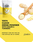 Vitalute Ginger Turmeric Powder - Ginger Turmeric Supplement Fortified with Orange, Curcumin, Vitamin C, Vitamin D, Zinc. 100g/100 Shots of Ginger Juice, Turmeric Juice for Joint, Gut, Keto, Immunity