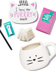 Thoughtfully Gourmet Cat Mom Gift Set Includes CatShaped Ceramic Mug 4 Chamomile Tea Bags CatShaped Notebook  Pen and PawShaped Sticky Notes