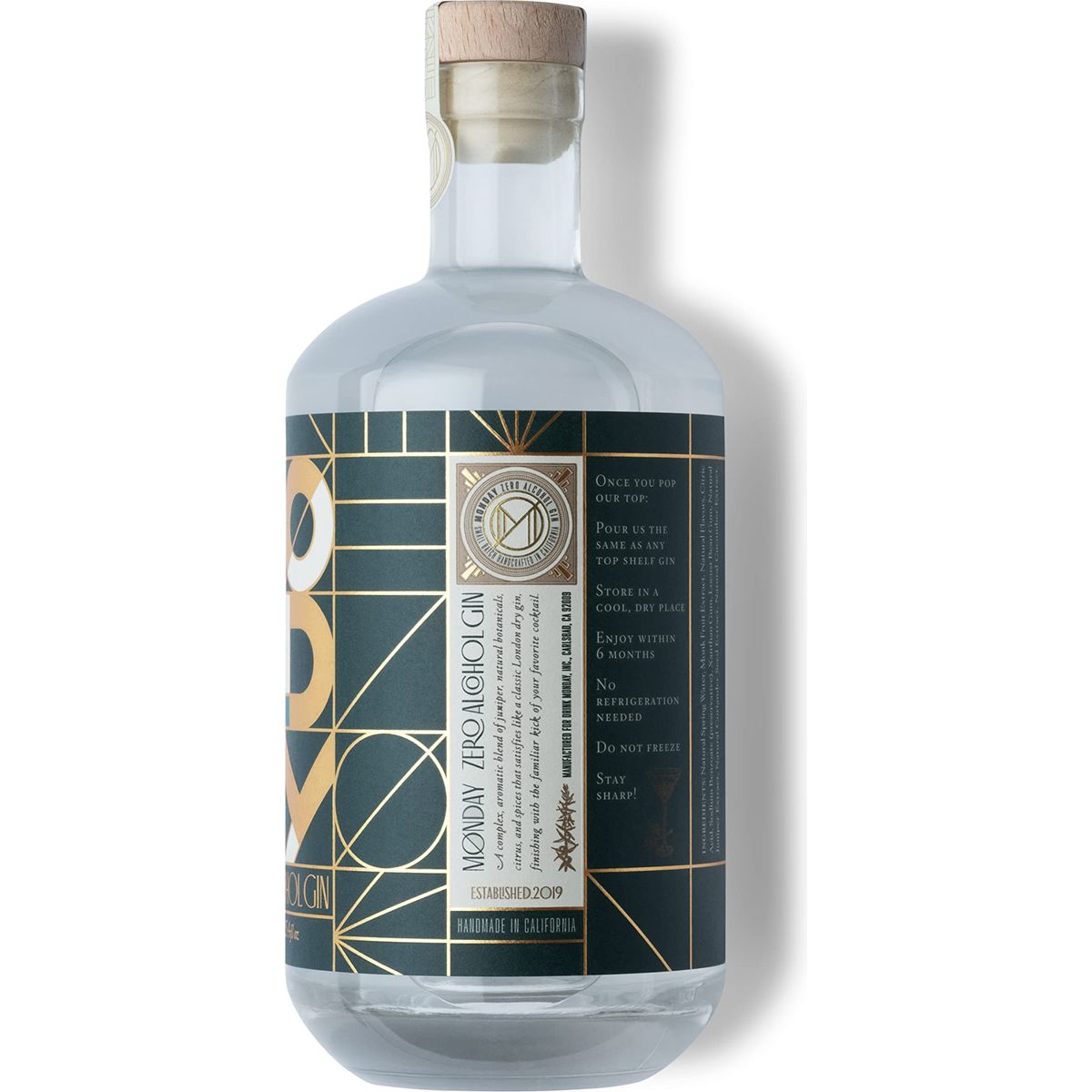 MONDAY Zero Alcohol Gin  An Award Winning NonAlcoholic Spirit with Zero Carbs No Sugar 0 Calories  750ml