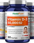 NusaPure Vitamin D3 50,000 IU 90 Veggie Capsules (Non-GMO & Gluten-Free)