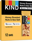 KIND Bars, Honey Roasted Nuts & Sea Salt, Gluten Free, Low Glycemic Index, 1.4oz, 12 Count