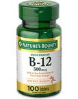 Nature's Bounty Vitamin B12, Supports Energy Metabolism and Nervous System Health, 500mcg, 100 Quick Dissolve Tablets